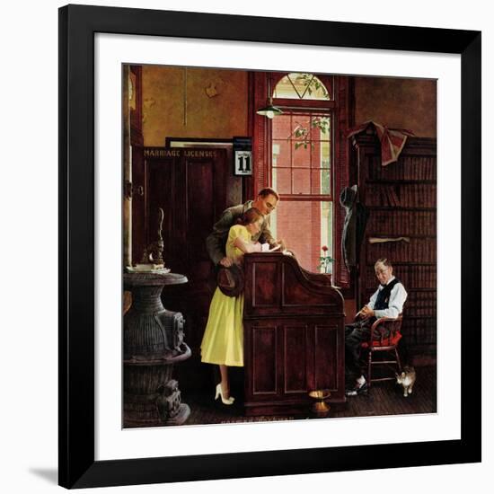 "Marriage License", June 11,1955-Norman Rockwell-Framed Giclee Print