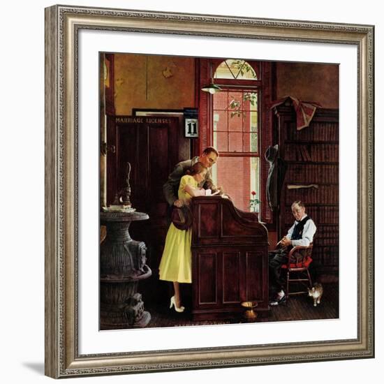 "Marriage License", June 11,1955-Norman Rockwell-Framed Giclee Print