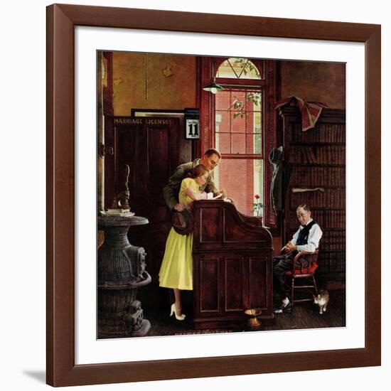 "Marriage License", June 11,1955-Norman Rockwell-Framed Giclee Print