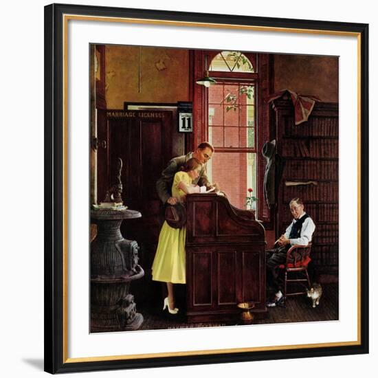 "Marriage License", June 11,1955-Norman Rockwell-Framed Giclee Print