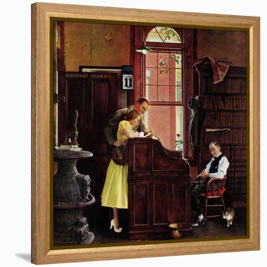 "Marriage License" Saturday Evening Post Cover, June 11,1955-Norman Rockwell-Framed Premier Image Canvas