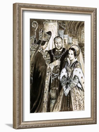 Marriage of Henry VIII and Anne Boleyn-C.l. Doughty-Framed Giclee Print