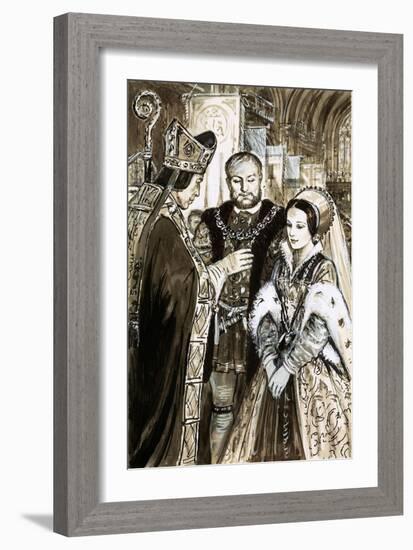 Marriage of Henry VIII and Anne Boleyn-C.l. Doughty-Framed Giclee Print