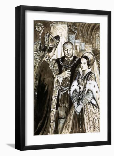 Marriage of Henry VIII and Anne Boleyn-C.l. Doughty-Framed Giclee Print