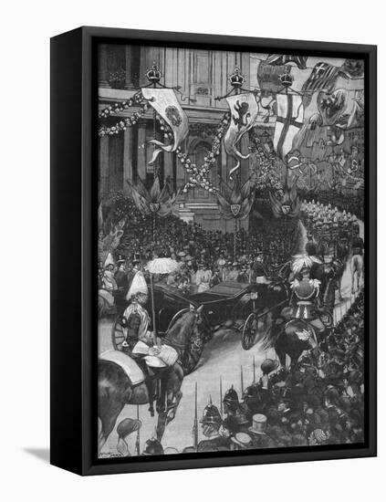 Marriage of the Duke of York: the Royal Procession Passing St Pauls Cathedral, 1893-Arthur Salmon-Framed Premier Image Canvas