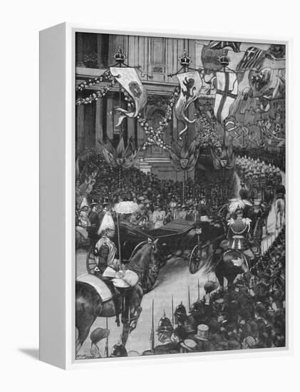 Marriage of the Duke of York: the Royal Procession Passing St Pauls Cathedral, 1893-Arthur Salmon-Framed Premier Image Canvas