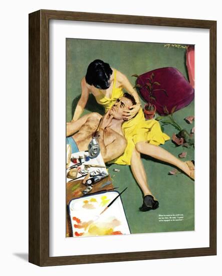 Marriageable Man  - Saturday Evening Post "Leading Ladies", March 12, 1949 pg.23-Coby Whitmore-Framed Giclee Print