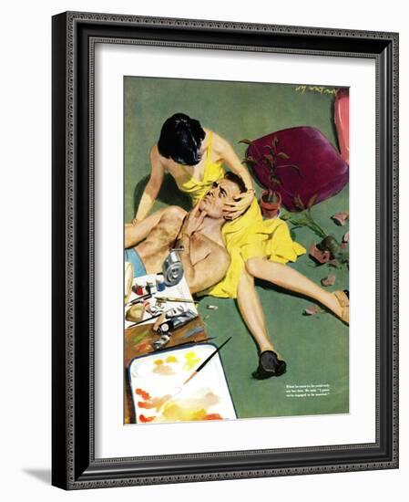 Marriageable Man  - Saturday Evening Post "Leading Ladies", March 12, 1949 pg.23-Coby Whitmore-Framed Giclee Print