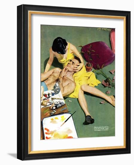 Marriageable Man  - Saturday Evening Post "Leading Ladies", March 12, 1949 pg.23-Coby Whitmore-Framed Giclee Print