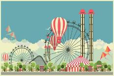 Vector Illustration Carnival Circus Tent on the Nature Seating Area Amusement Park-marrishuanna-Art Print