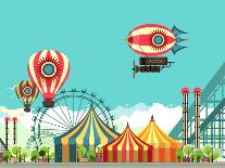 Vector Illustration Carnival Circus Tent on the Nature Seating Area Amusement Park-marrishuanna-Art Print