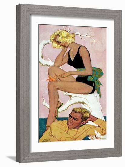 Marry the Boss' Daughter - Saturday Evening Post "Leading Ladies", April 18, 1959 pg.37-Robert Jones-Framed Giclee Print