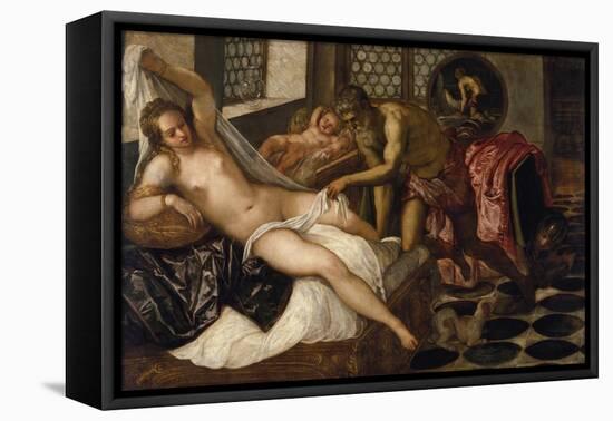 Mars and Venus Surprised by Vulcan-Jacopo Robusti Tintoretto-Framed Premier Image Canvas