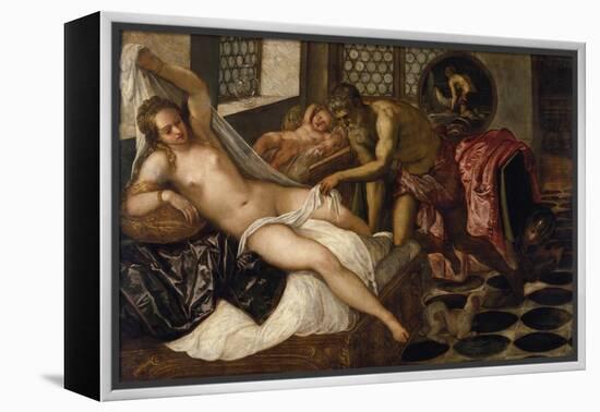 Mars and Venus Surprised by Vulcan-Jacopo Robusti Tintoretto-Framed Premier Image Canvas