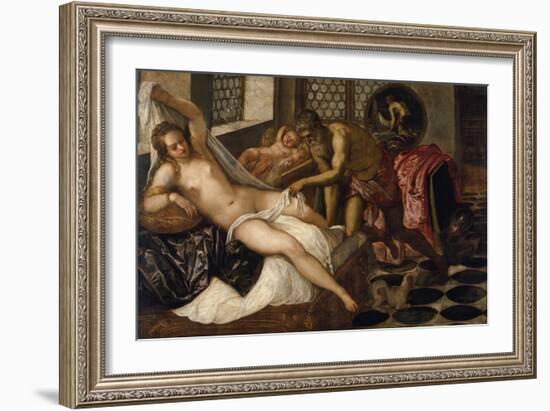 Mars and Venus Surprised by Vulcan-Jacopo Robusti Tintoretto-Framed Giclee Print