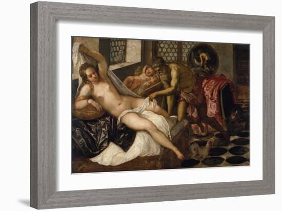 Mars and Venus Surprised by Vulcan-Jacopo Robusti Tintoretto-Framed Giclee Print