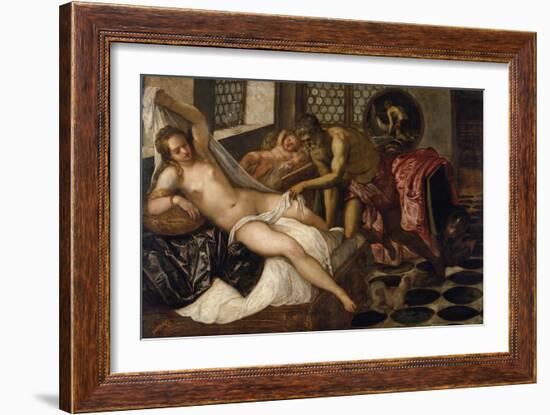Mars and Venus Surprised by Vulcan-Jacopo Robusti Tintoretto-Framed Giclee Print