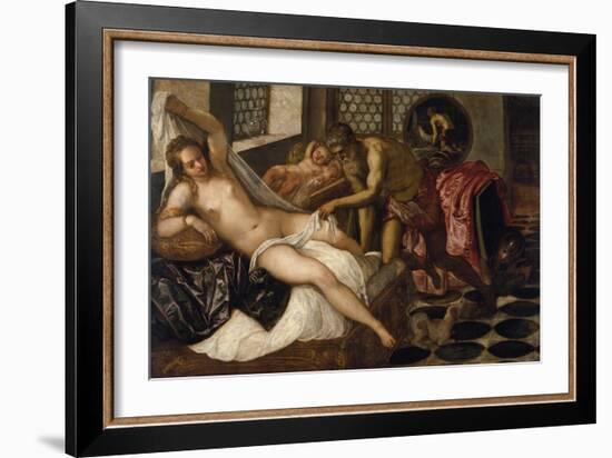 Mars and Venus Surprised by Vulcan-Jacopo Robusti Tintoretto-Framed Giclee Print