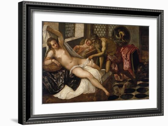 Mars and Venus Surprised by Vulcan-Jacopo Robusti Tintoretto-Framed Giclee Print