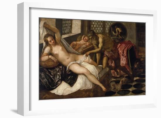 Mars and Venus Surprised by Vulcan-Jacopo Robusti Tintoretto-Framed Premium Giclee Print