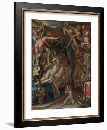 Mars and Venus Surprised by Vulcan-Joachim Wtewael-Framed Giclee Print