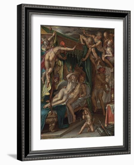 Mars and Venus Surprised by Vulcan-Joachim Wtewael-Framed Giclee Print