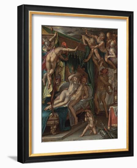 Mars and Venus Surprised by Vulcan-Joachim Wtewael-Framed Giclee Print