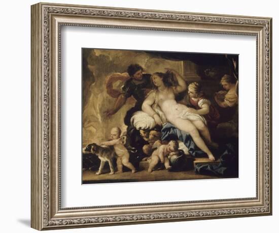 Mars et Vénus dans la forge de Vulcain-Luca Giordano-Framed Giclee Print