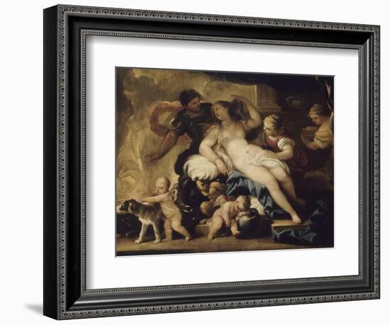 Mars et Vénus dans la forge de Vulcain-Luca Giordano-Framed Giclee Print