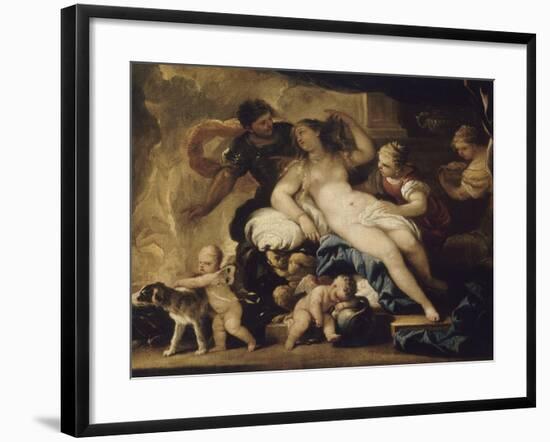 Mars et Vénus dans la forge de Vulcain-Luca Giordano-Framed Giclee Print