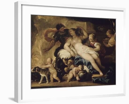 Mars et Vénus dans la forge de Vulcain-Luca Giordano-Framed Giclee Print