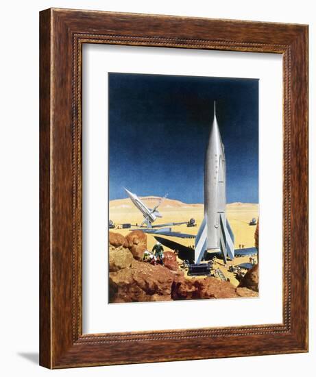 Mars Mission, 1950S-Chesley Bonestell-Framed Giclee Print