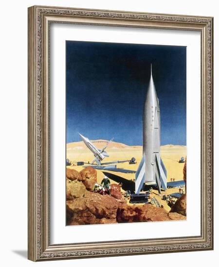 Mars Mission, 1950S-Chesley Bonestell-Framed Giclee Print