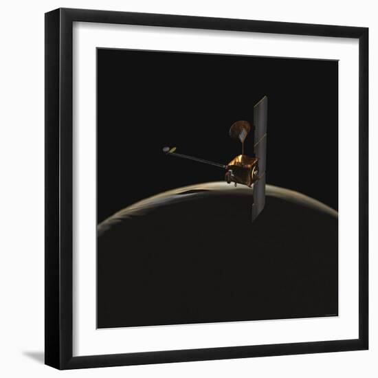 Mars Odyssey Spacecraft over Martian Sunrise-Stocktrek Images-Framed Photographic Print