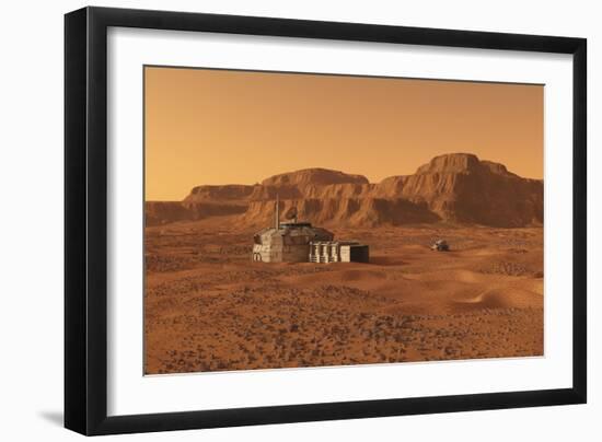 Mars Outpost Near Mesa-Stocktrek Images-Framed Art Print