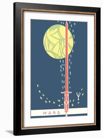 Mars: Planet, Sword and Stars-null-Framed Giclee Print