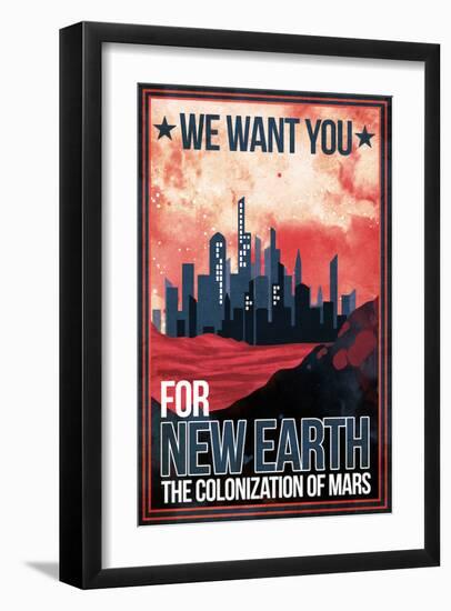 Mars Retro Space Travel - Colonize Mars-Lynx Art Collection-Framed Art Print
