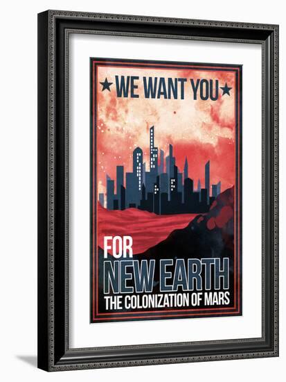 Mars Retro Space Travel - Colonize Mars-Lynx Art Collection-Framed Art Print