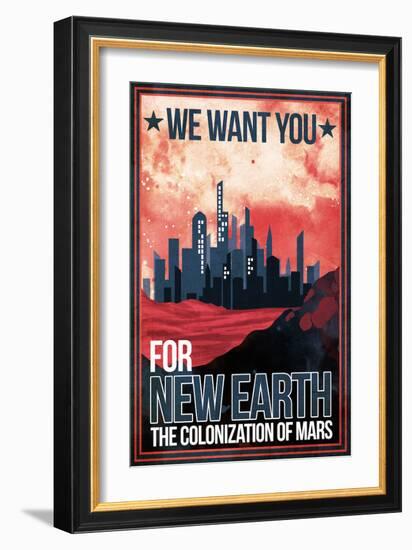 Mars Retro Space Travel - Colonize Mars-Lynx Art Collection-Framed Art Print