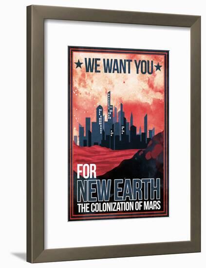 Mars Retro Space Travel - Colonize Mars-Lynx Art Collection-Framed Art Print