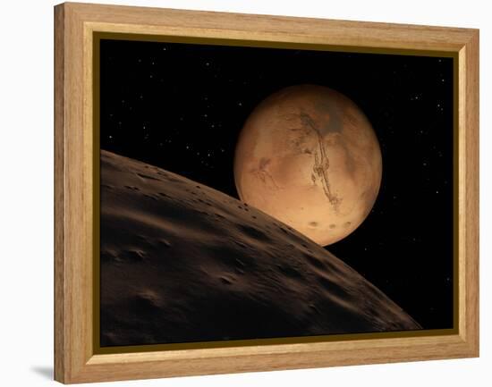 Mars Seen from its Outer Moon, Deimos-Stocktrek Images-Framed Premier Image Canvas