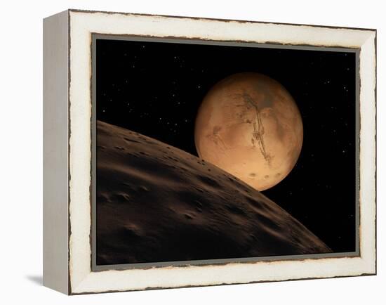 Mars Seen from its Outer Moon, Deimos-Stocktrek Images-Framed Premier Image Canvas