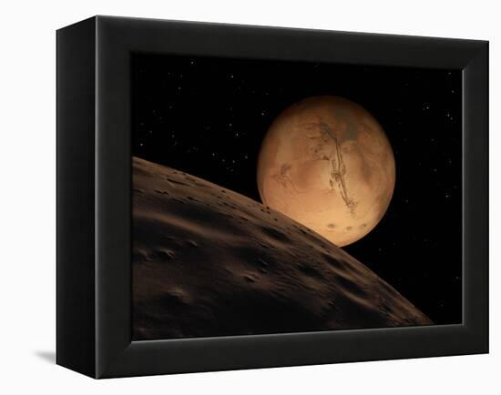 Mars Seen from its Outer Moon, Deimos-Stocktrek Images-Framed Premier Image Canvas