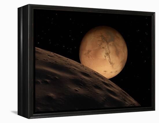 Mars Seen from its Outer Moon, Deimos-Stocktrek Images-Framed Premier Image Canvas