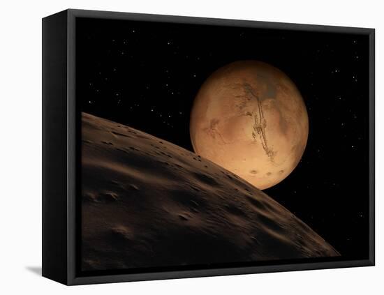 Mars Seen from its Outer Moon, Deimos-Stocktrek Images-Framed Premier Image Canvas