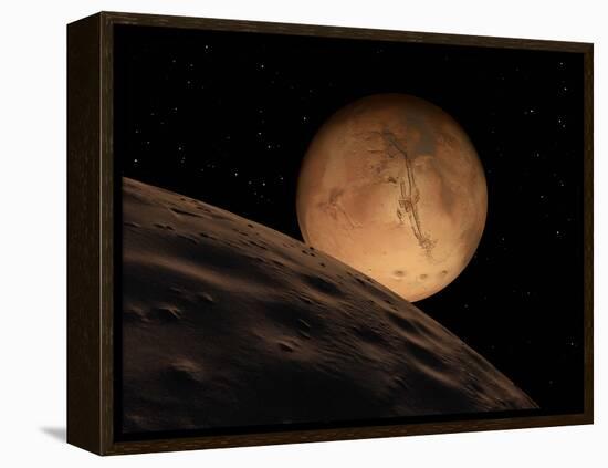 Mars Seen from its Outer Moon, Deimos-Stocktrek Images-Framed Premier Image Canvas