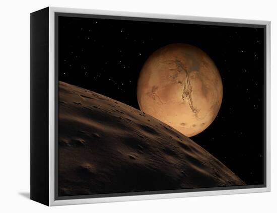 Mars Seen from its Outer Moon, Deimos-Stocktrek Images-Framed Premier Image Canvas