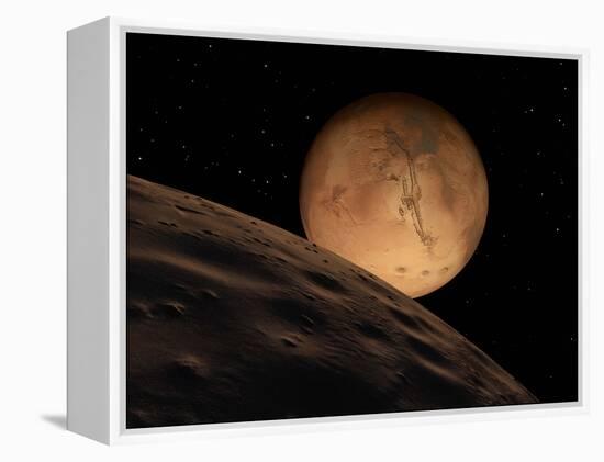 Mars Seen from its Outer Moon, Deimos-Stocktrek Images-Framed Premier Image Canvas