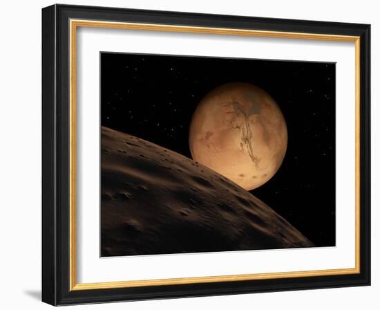 Mars Seen from its Outer Moon, Deimos-Stocktrek Images-Framed Premium Photographic Print