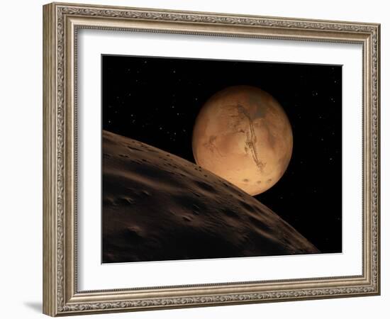 Mars Seen from its Outer Moon, Deimos-Stocktrek Images-Framed Photographic Print